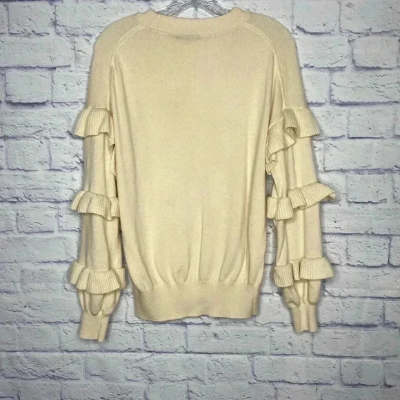 J. CREW Wool Blend Ruffle Sleeves Sweater - Picture 3 of 5